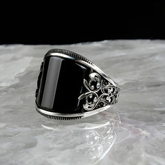 Vintage Men's Totem Ring with Oil Drop Carving