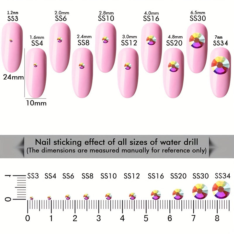 800pcs Round Nail Art Flat Backs Acrylic Rhinestones