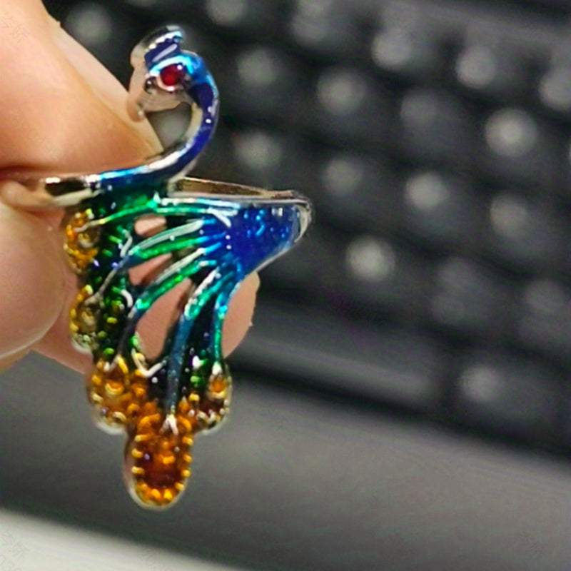DIY Peacock Knitting Ring Loop Crochet Finger Thimble Yarn Guides Adjustable