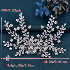 Bridal Hair Comb Rhinestones Pearls Floral Wedding Headpiece Bride
