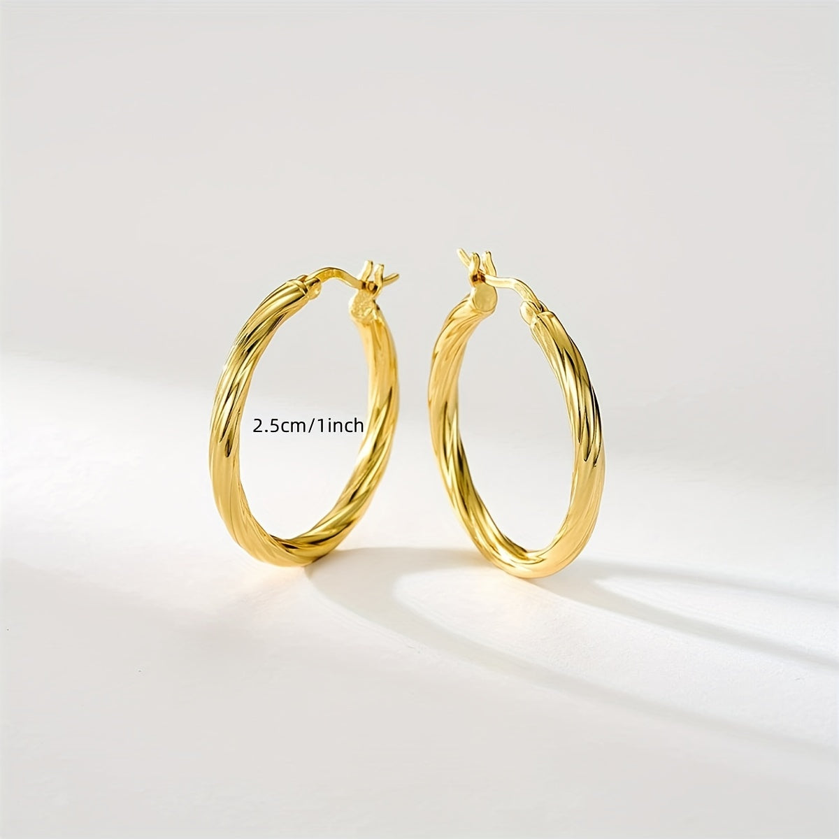 Stainless Steel Twisted Hoop Earrings Golden Silver Daily Wear Accessories