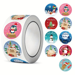 500pcs Christmas Theme Gift Tag Stickers Roll