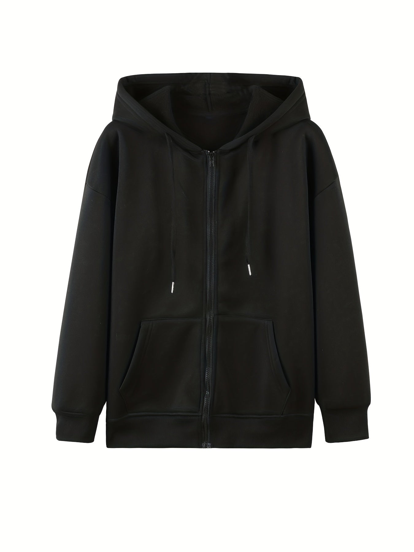 Cartoon Print Zip Up Hoodie Drawstring Casual Hooded Sweatshirt Women's Clothing