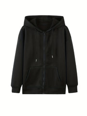 Kind Heart Print Zip Up Pocket Hoodie Sweatshirt