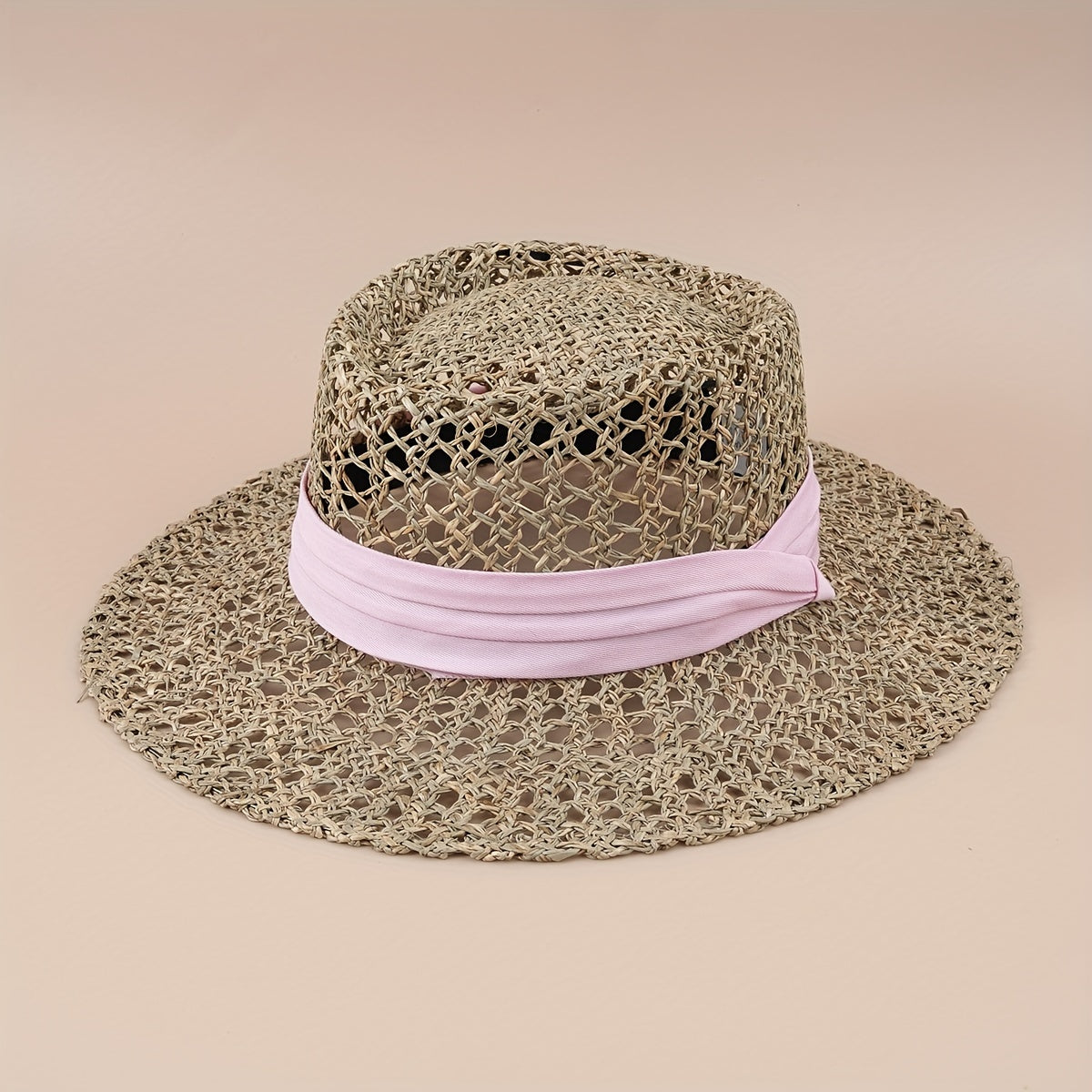 Straw Woven Flat Top Hat European American Style