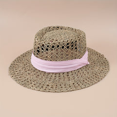 Straw Woven Flat Top Hat European American Style