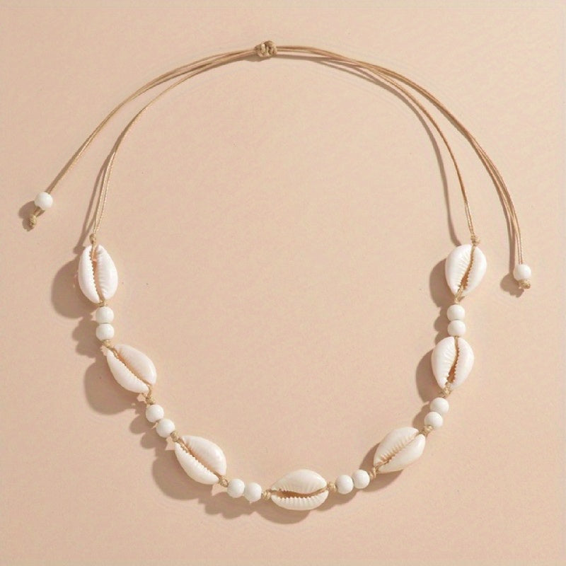 Vintage Braided Shell Ladies Necklace Summer Beach Style Neck Jewelry