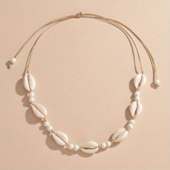 Vintage Braided Shell Ladies Necklace Summer Beach Style Neck Jewelry