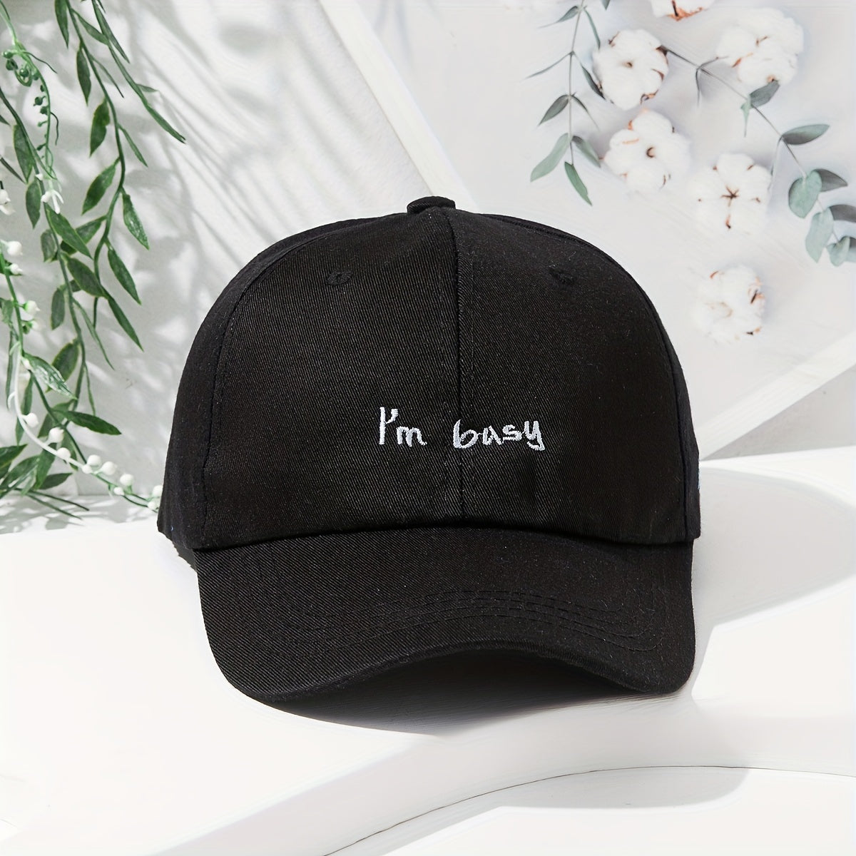 Busy Letter Embroidered Baseball Cap Sun Hat Outdoor Peaked Cap