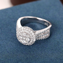 925 Silver Plated Micro Pave Zircon Engagement Ring