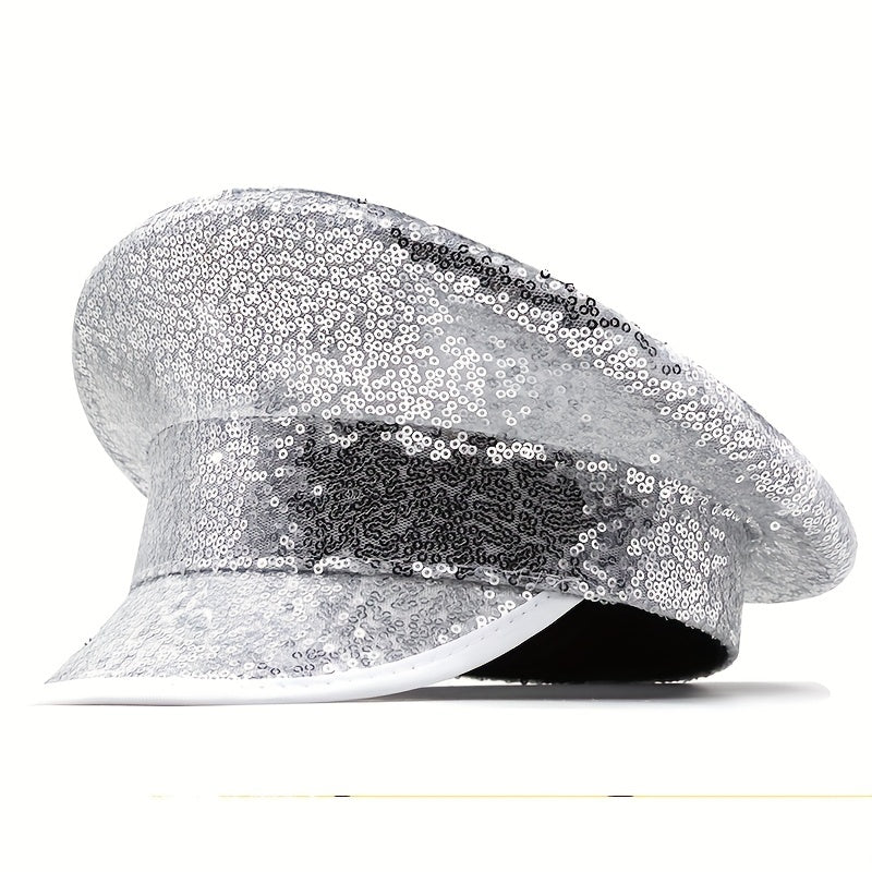 Glitter Bride Hat Full Sequin Decor Sparkly Bridal Women Captain Hat