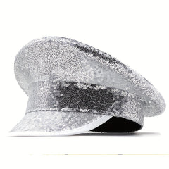Glitter Bride Hat Full Sequin Decor Sparkly Bridal Women Captain Hat