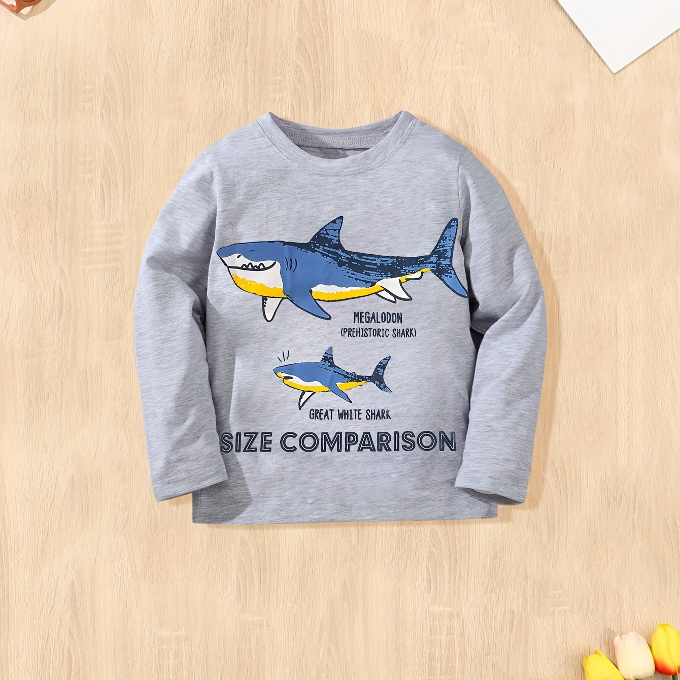 Men's Cotton Shark Graphic T shirt Long Sleeve Casual Stretch Breathable Shirt