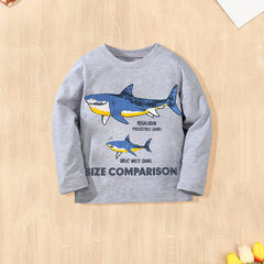 Men's Cotton Shark Graphic T shirt Long Sleeve Casual Stretch Breathable Shirt