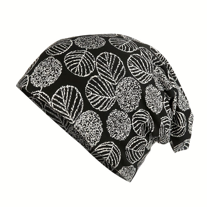 Leaf Print Beanie Turban Cap Soft Lightweight Chemo Hats