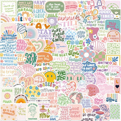 100 Colorful Inspirational Stickers for Water Bottles, Laptops, Phones & More