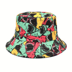 Marine Life Print Bucket Hat UV Protection Sunscreen