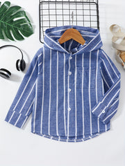 Boys Striped Hooded Shirt Summer Kids Clothes