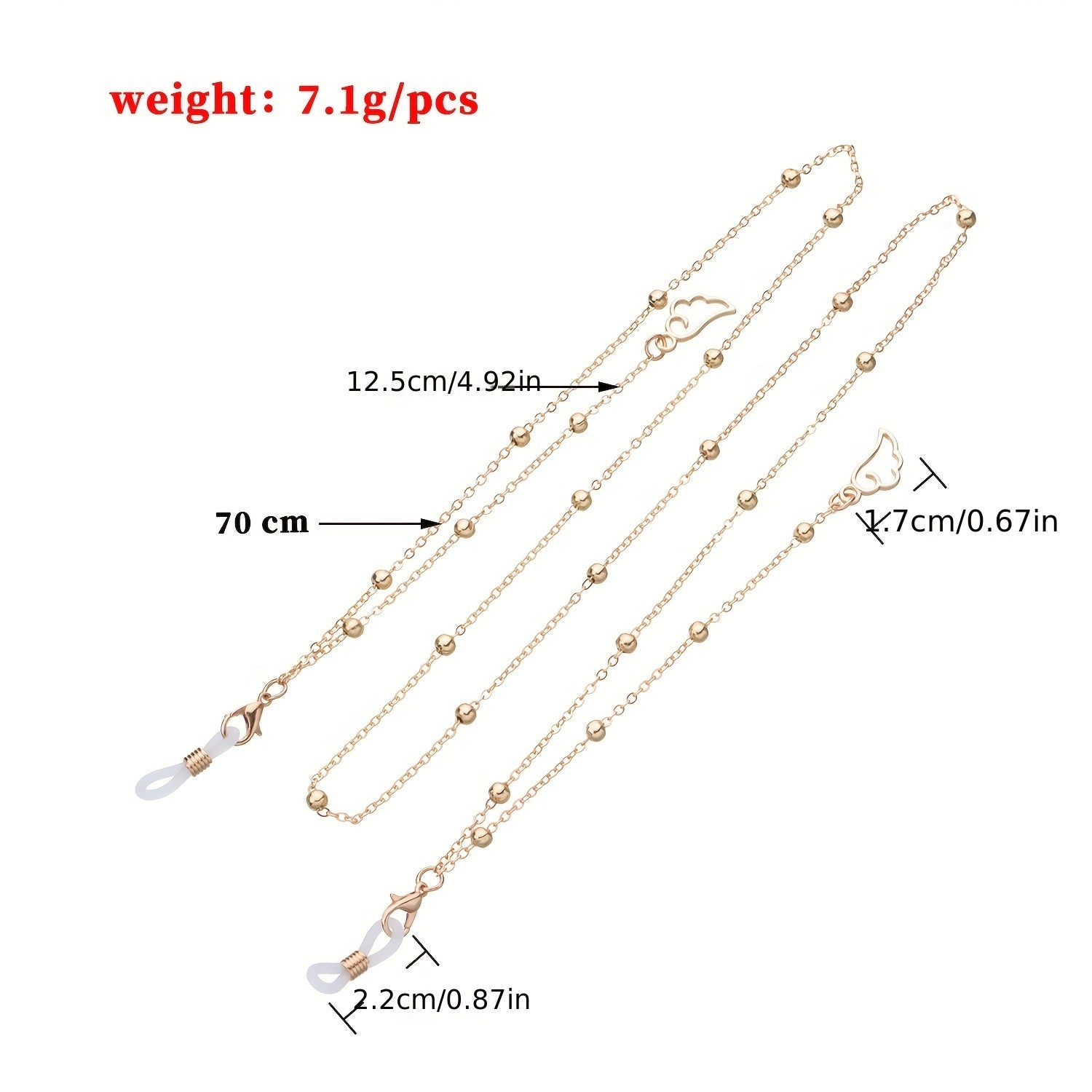 Men's Alloy Glasses Chain Beads Necklace Sunglasses Accessories