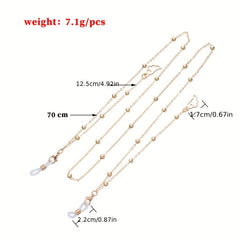 Men's Alloy Glasses Chain Beads Necklace Sunglasses Accessories