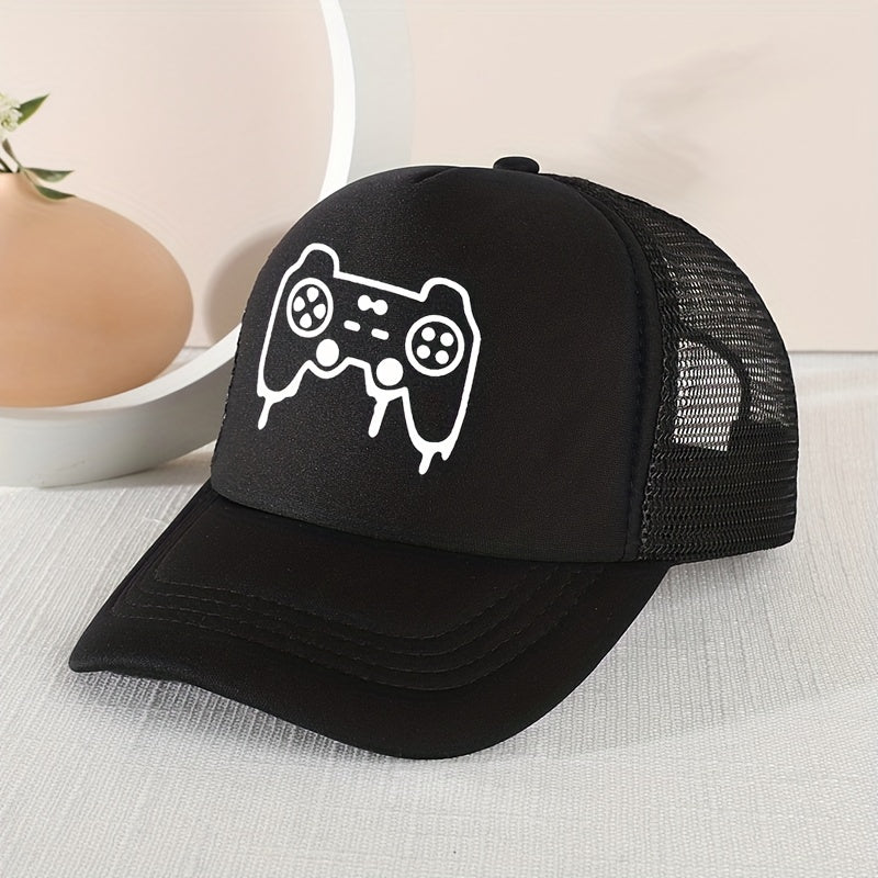 Kids Mesh Sunshade Gamepad Embroidery Baseball Cap