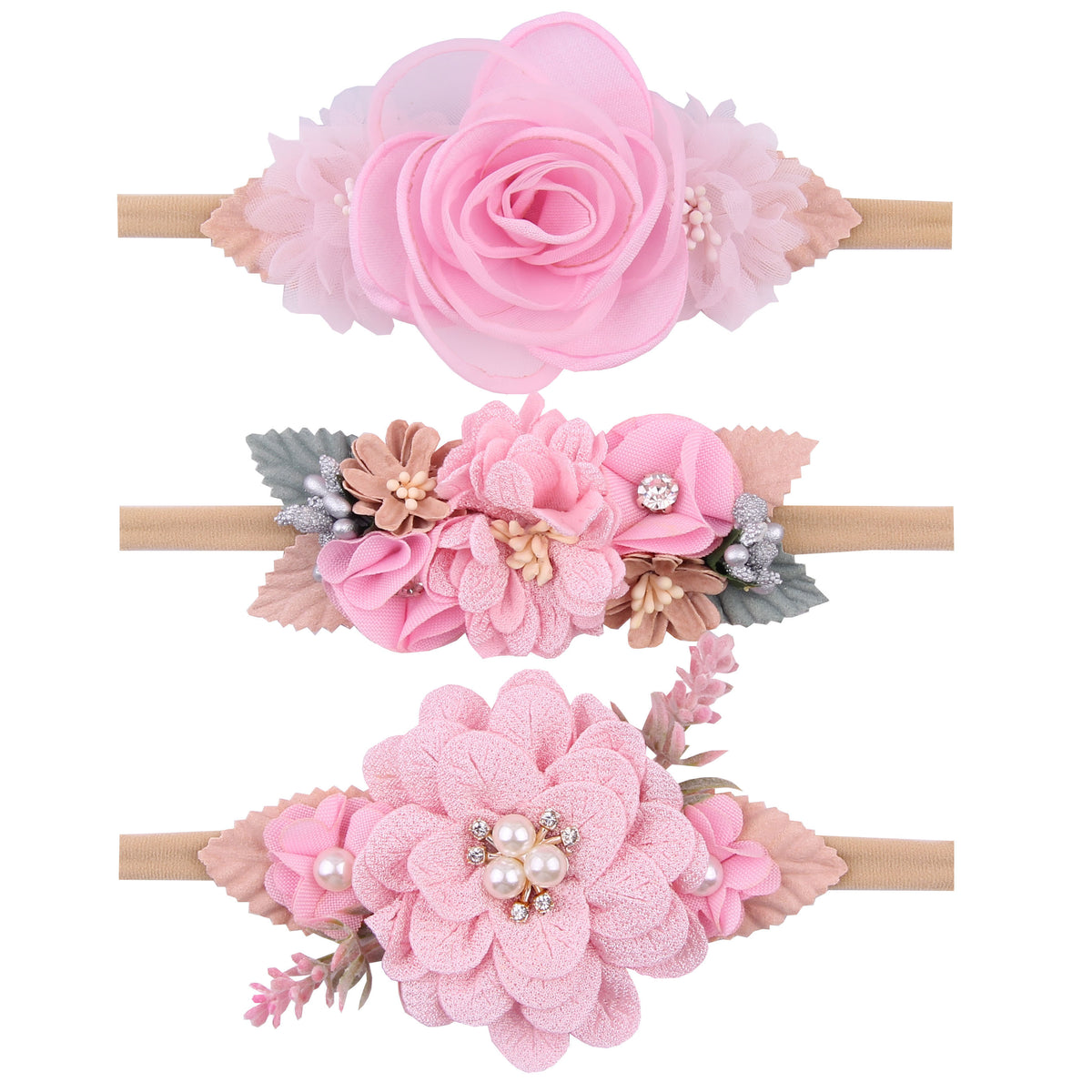 3 Piece Baby Girl Flower Hair Accessory Set