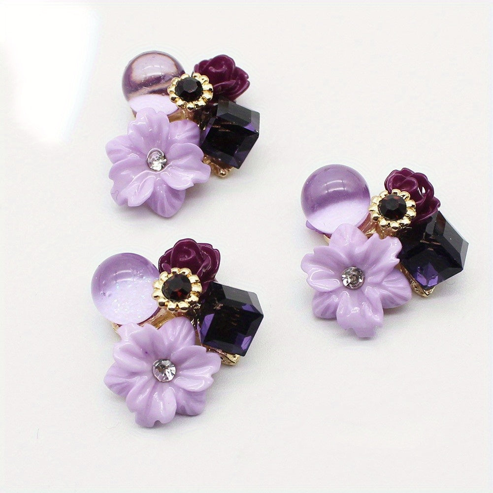 10Pcs 21mm Rhinestone Flower Buttons for DIY Wedding Gift Bouquet Decoration