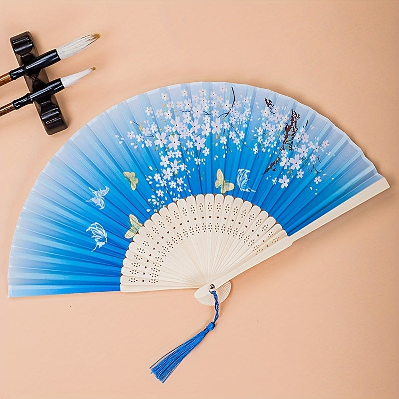 Ancient Style Bamboo Folding Fan Chinese Painted Ladies Accessories