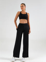 High Waist Wide Leg Sports Pants Stretchy Yoga Fitness Dance Pants