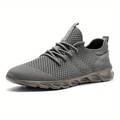 Men's Knit Lace Up Casual Shoes Anti skid Running Sneakers