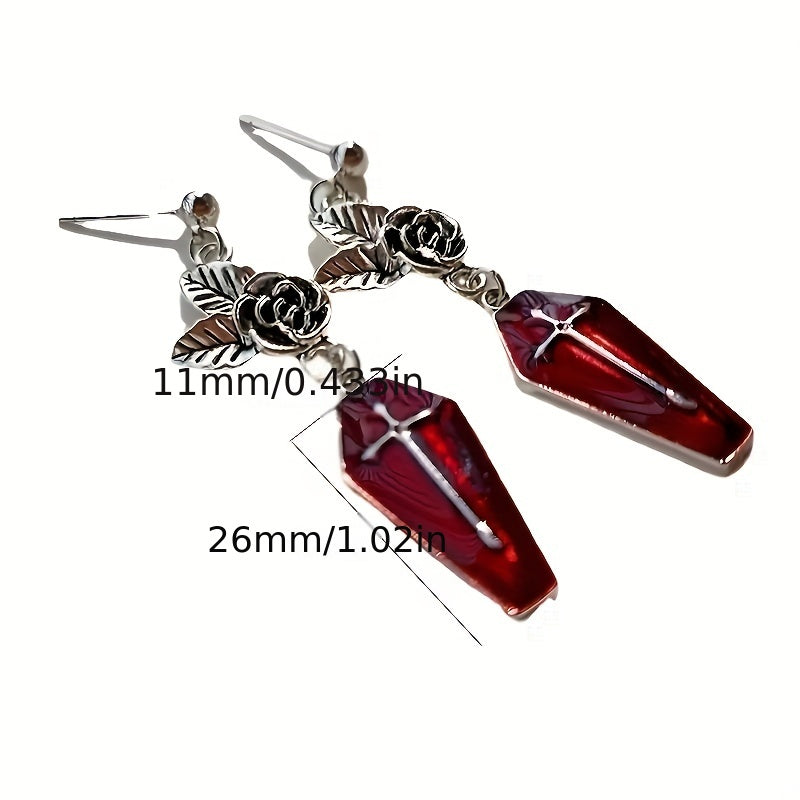 Gothic Rose Death Cross Ear Studs Halloween Accessories