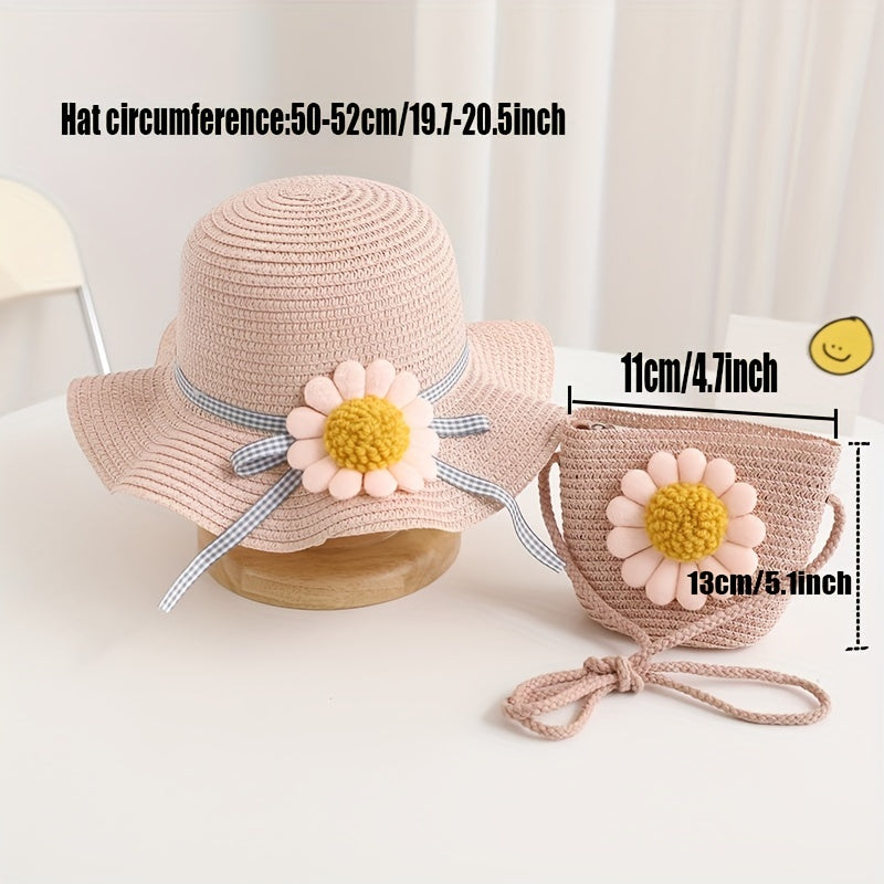 Kids Sunflower Beach Hat & Bag Set for Spring & Summer