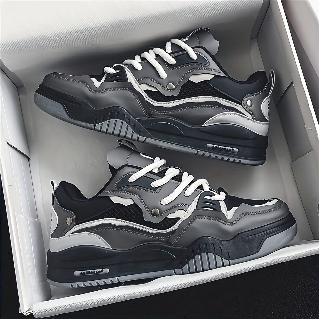 Women's Lightweight Block Skate Shoes Thick Sole Lace Up Sneakers