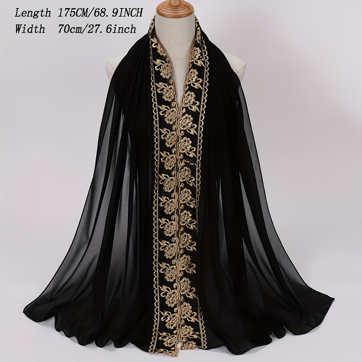 Flower Embroidery Chiffon Scarf Lace Hijab Thin Breathable Shawl Women Headscarf