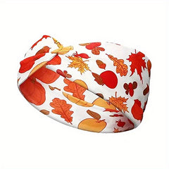 Maple Print Headband Criss Cross Headdress Pumpkin Sunflower Pattern