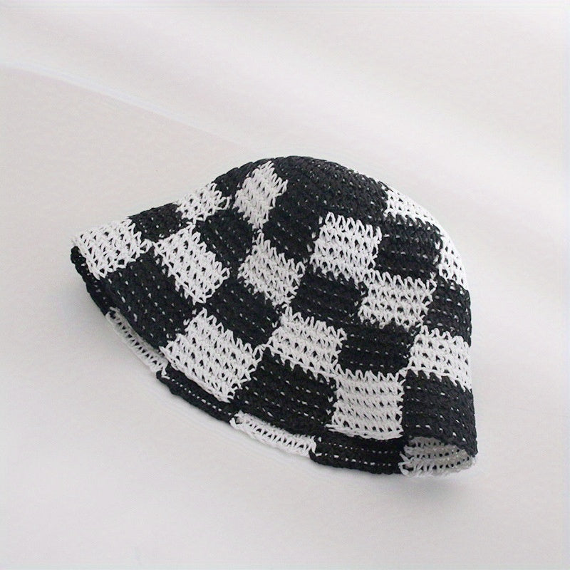 Crochet Bucket Hat Straw Sun Hat Breathable Travel Beach Hats
