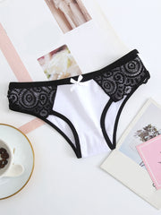 6 Pack Colorful Cotton Panties with Lace Trim Bikini Briefs