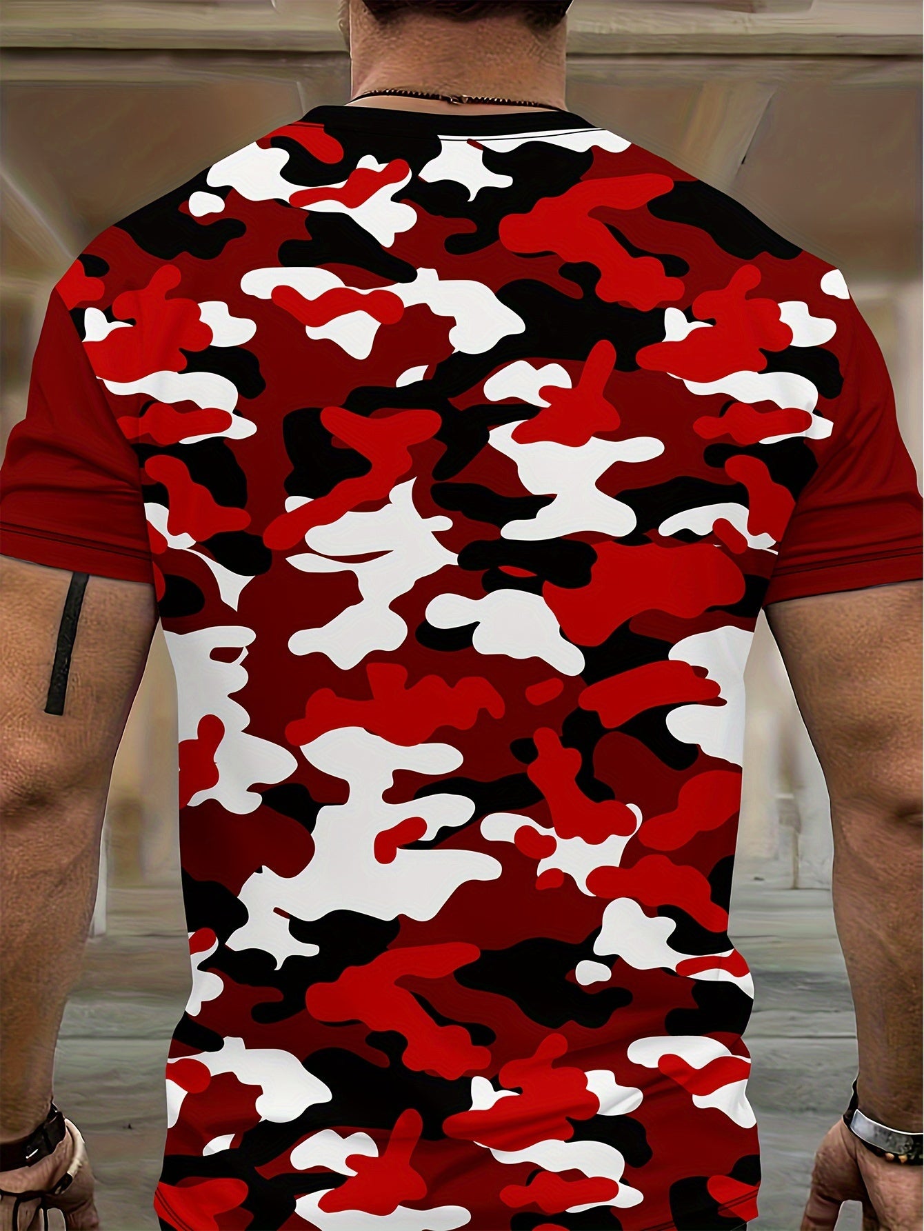 Camouflage Mens T-shirt & Drawstring Shorts Set Summer Outfit