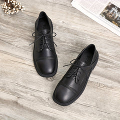 Women's British Style Lace Up Loafers Retro Solid Chunky Shoes