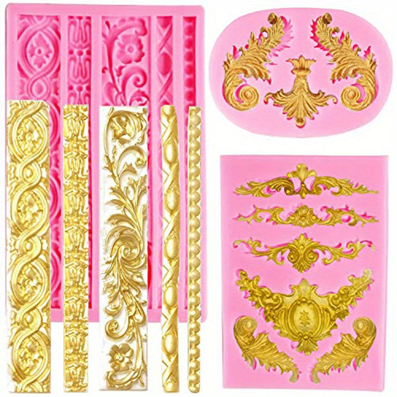 Baroque Scroll Relief Chocolate Molds 3D Silicone Molds