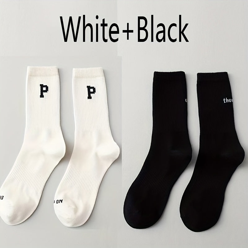 4 Pairs Letter Print Socks Mid Tube Women's Stockings