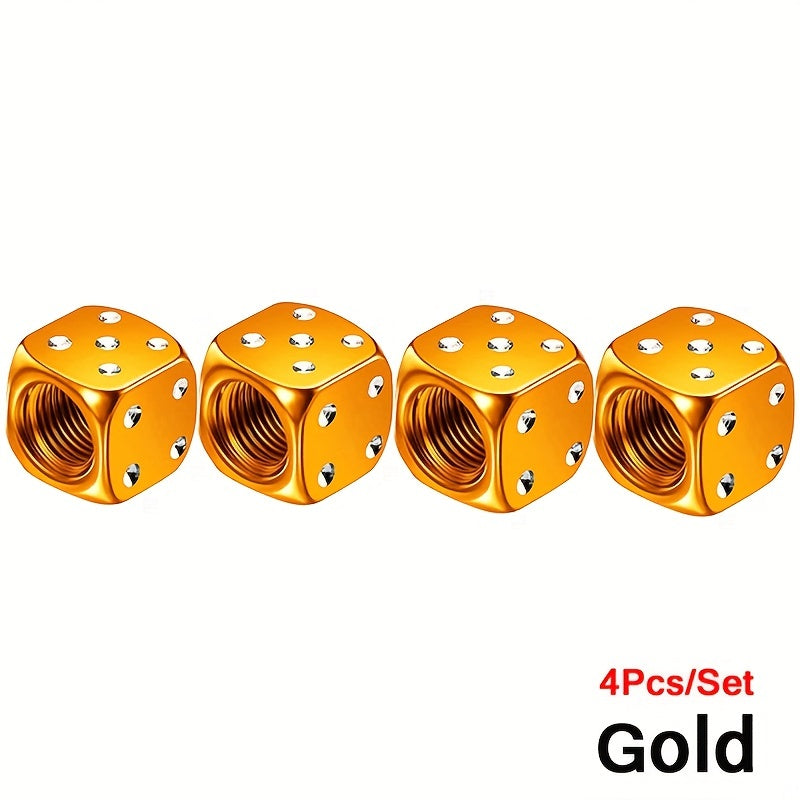 4pcs Aluminum Dice Air Valve Dust Cover Car Tire Decoration Valve Cover