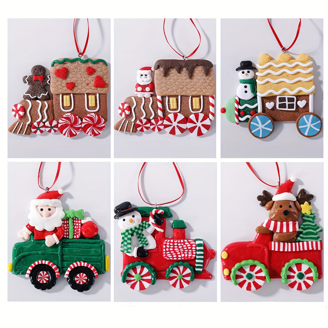 Small Car Christmas Soft Pottery Mud Scene Arrangement Pendant