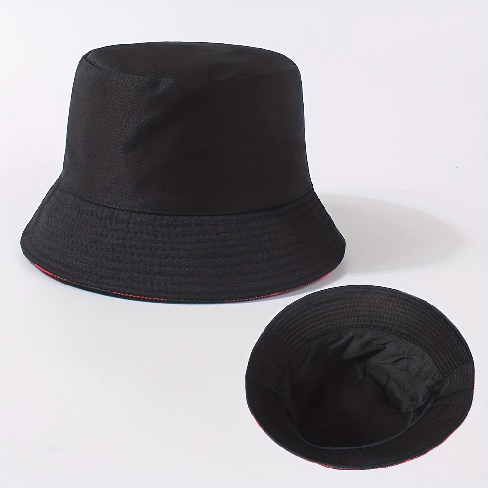 Chessboard Pattern Reversible Bucket Hat Unisex Fisherman Cap