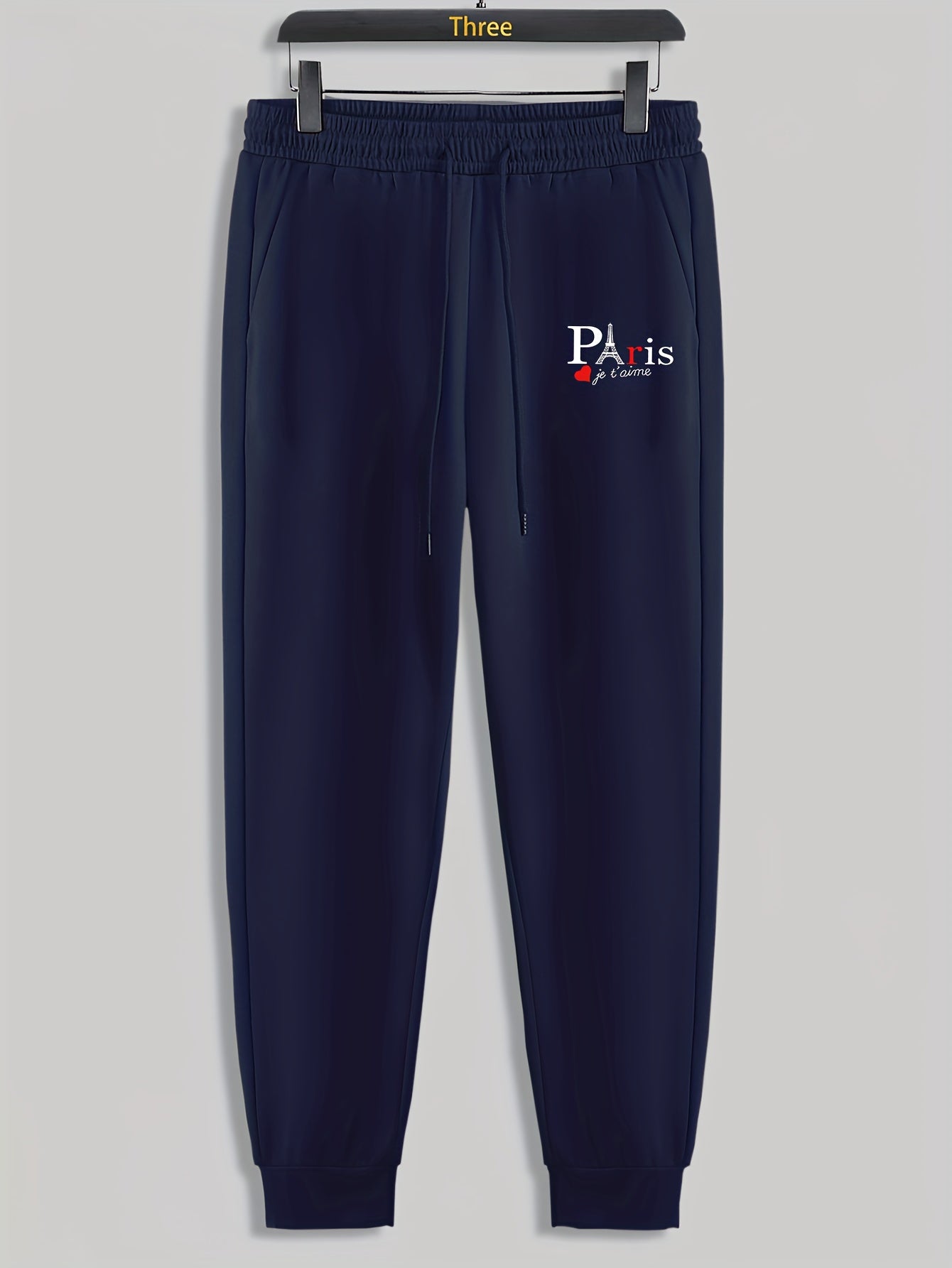 Paris Tower Print Men's Drawstring Sweatpants for Running Jogging