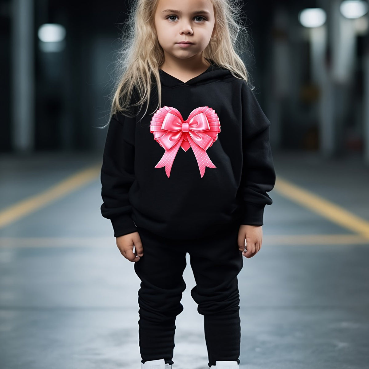 OERYUI Girls Boys 2pcs Bow Print Activewear Set For Spring Fall