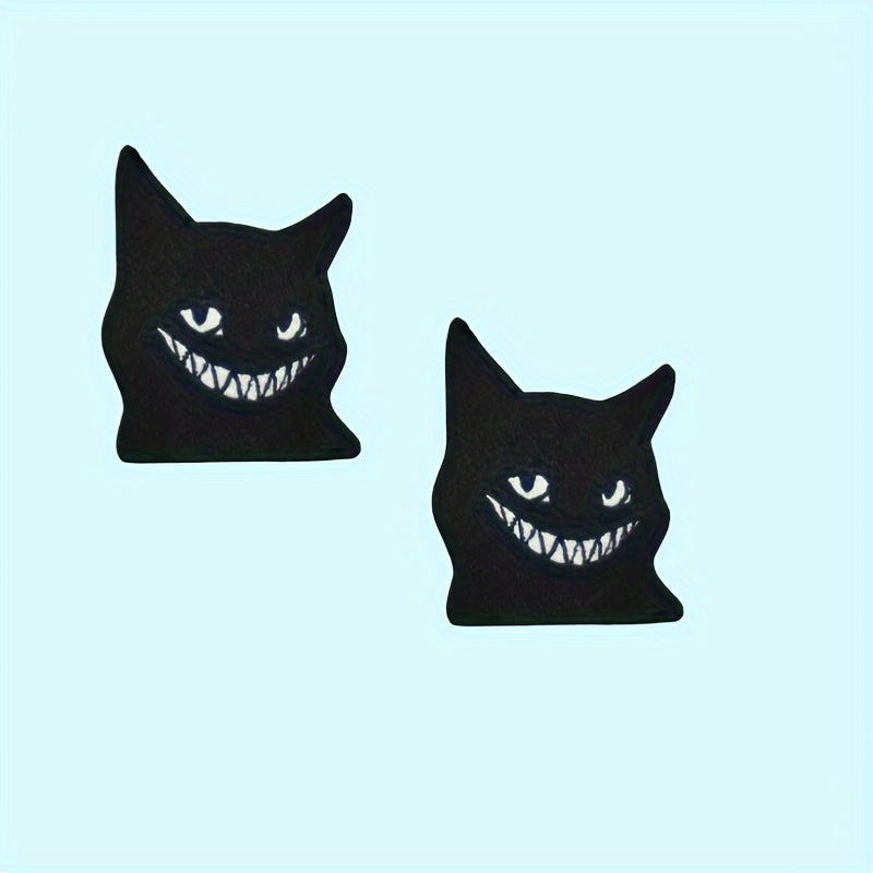 2pcs Cat Embroidered Patch w/ Hook & Loop Backing Fun Morale Patch