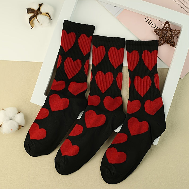 Heart Print Socks 2 Pairs Women's Stockings