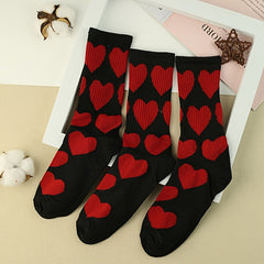 Heart Print Socks 2 Pairs Women's Stockings