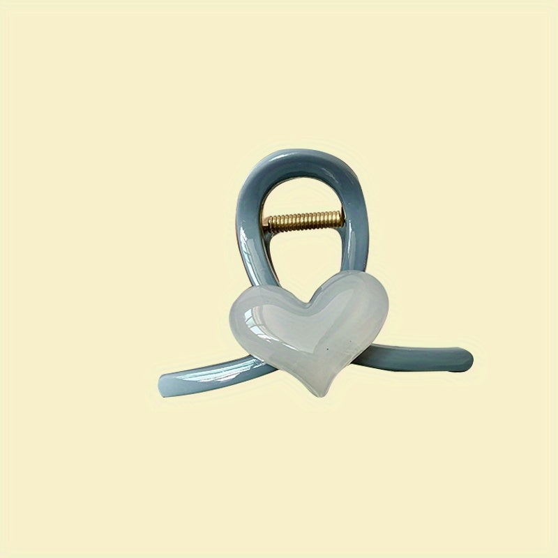 4pcs Jelly Heart Hair Claw Ponytail Holder Hair Clip